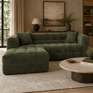 Michelin 3 Seater Sofa & Ottoman Options W238cm (Dark Green/Weave)