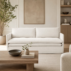 Sofa 1: Hamilton Slipcover 3 Seater Sofa W210cm (Cement)