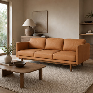 Strada Leather 3 Seater Sofa W206cm
