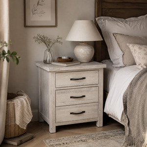 Lamp Side Tables: Ballman Bedside Table 3 Drawer (Solid Acacia)