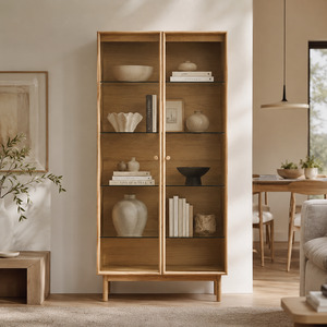 Living Cabinet: Rotterdam Oak Display Cabinet W100cm (Brown)