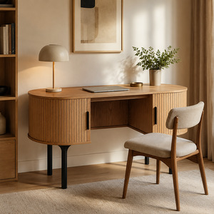 Office Desk: Palliser Solid Oak Desk W141cm (Black/Oak/Walnut)