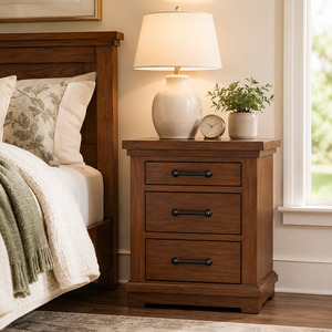 California Solid Wood Bedside Table - Rustic Nutmeg