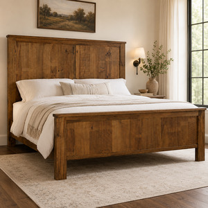 Bedroom: Vincent Solid Wood Queen Bed Frame - Natural