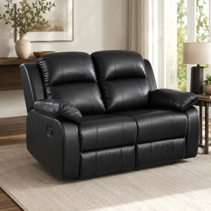 Sofa 1: Katie 2 Seater Recliner Bonded Leather - Black