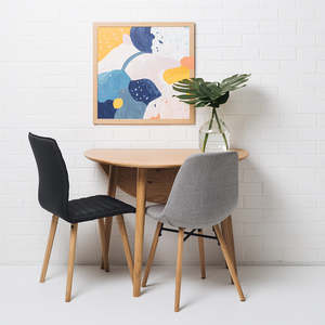 Dining Tables: Nordik Solid Oak Drop-Leaf Round Dining Table 100cm