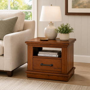 Dining Living: California Solid Wood Lamp Table - Rustic Nutmeg