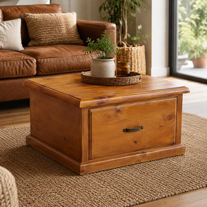 Lamp Side Tables: Normandy Solid Wood Lamp Table 740mm - Natural