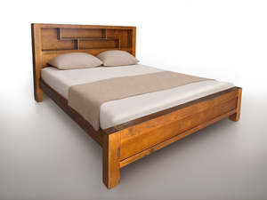 Bed Frames: Farmhouse Bedframe with Bookcase