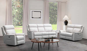 Lounge: Archie Leather Recliner 1/2/3 Seat Suite-Light Grey