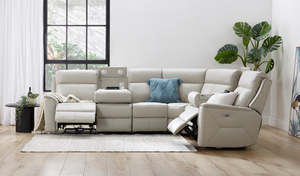 Archie leather 6 Seat Corner Recliner Lounge