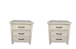 Products: Pair Of Bedsides – Solid Acacia Wood- Whitewash Finish