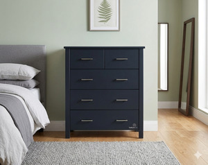 Tallboys: Black Alice 5 Drawer Tallboy (W860 D440 H1050mm)