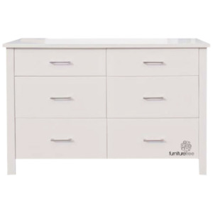 White Tina 6 Drawer Lowboy