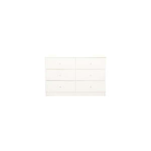 Lowboys: Pearl-Bay-White-6-Drawer-Lowboy