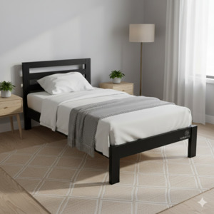 Bedframes: Black Alice King Single Bed (L2130 W1190 H800/360mm head/footer, Inner L2060, W1080mm)