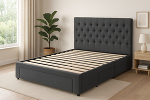 Bedframes: Luna Upholstery Bed (Charcoal) - Queen