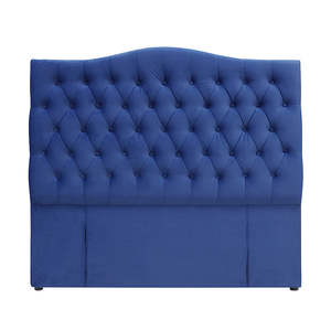 Milton Upholstered Buttoned Headboard (Blue) - Queen (W1540 H1400 D130mm)