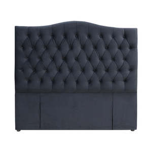 Milton Upholstered Buttoned Headboard (Black) - King  (W1690 H1400 D130mm)