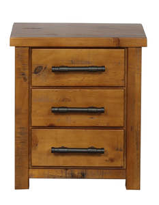 Bedroom Timber: Woodside 3 Drawer Bedside(W570 x D450 x H654mm)