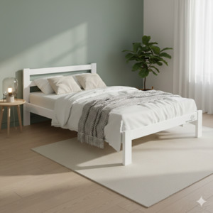 Bedroom White: White-Alice-Queen-Bed-Frame (L2020 W1550 H800/360mm head/footer, Inner L1950, W1440mm)
