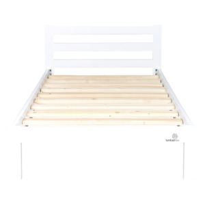 White Alice King Single Bed (L2020 W1040 H800/360mm head/footer, Inner L1950, W930mm)