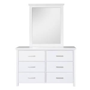 Bedroom White: Maestro Dresser with Mirror - White