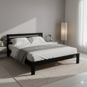 Black Alice Queen Bed Frame (L2130 W1640 H800/360mm head/footer, Inner L2060, W1530mm)