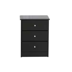 Bedroom Black: Black Pearl 3 Drawer Bedside