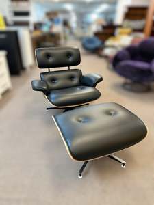 Accent Chairs: Fairview Swivel with Footstool - Leather