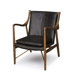 Accent Chairs: Finn Armchair-Black Leather