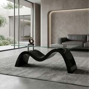 Coffee Tables: Myron Black glass coffe table