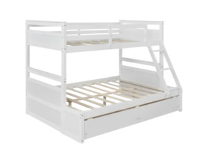 Bella Bunk (S+D) White With 2 Bottom Drws (with Mattress)