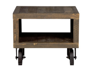 Mill Wood Lamp Table - Wheels (KD)