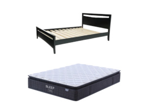 Henley Bed Frame Black + SleepTime Medium Mattress Queen