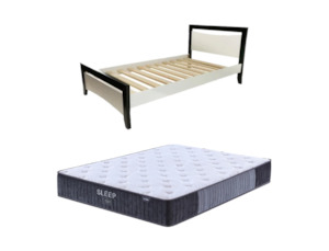 Maverick Bed Frame (Black/White) +  SleepTime X-Firm Mattress Queen