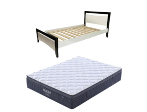 Maverick Bed Frame (Black/White) + SleepTime Ultra Mattress Queen