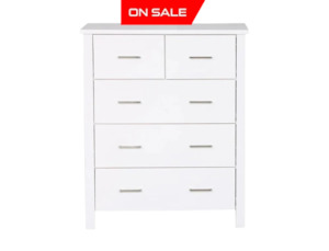 Bella 5 Drw Tallboy White