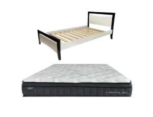 Maverick: Maverick Bed Frame (Black/White) + Sleepmax PP Pro Mattress