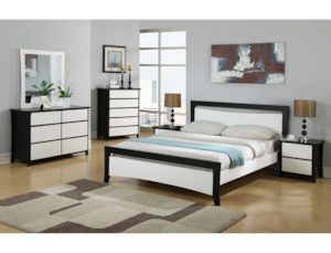 Maverick 7 Pcs Bedroom Suite (Black/White)