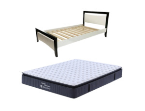 Maverick Bed Frame (Black/White) + Sleeptime Pocket Pillow Top Mattress