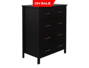 Bella 5 Drw Tallboy Black