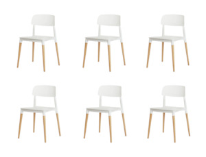 Ebony Dining Chairs Set of 6 White