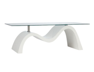 Wave Glasstop Coffee Table White
