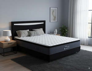 Bedroom Furniture: Flexi Bed Base in a Box-Black Velvet+ SleepTime Pocket Pillowtop Mattress