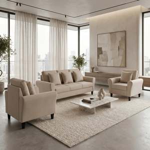Lounge Living: PureLoom 3 + 1 + 1 Lounge Suite Linen Beige