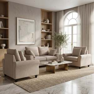 Lounge Living: PureLoom 2 + 1 + 1 Lounge Suite Linen Beige