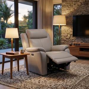 Lounge Living: Brio Electric Recliner With USB Port – Light Grey