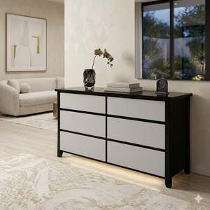 Maverick 6 Drw Dresser (Black/White)