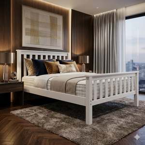 Bedroom Furniture: Jamie Hi End Bed Frame - White